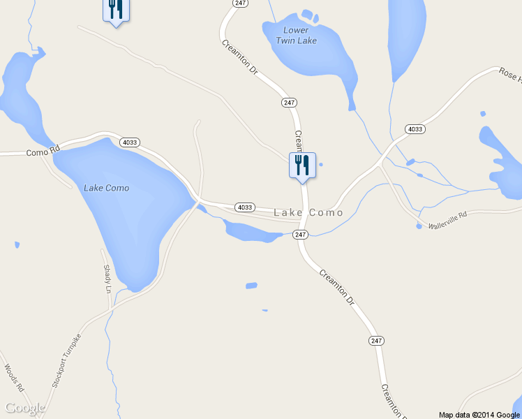 map of restaurants, bars, coffee shops, grocery stores, and more near Holbert Hill Rd in Lake Como