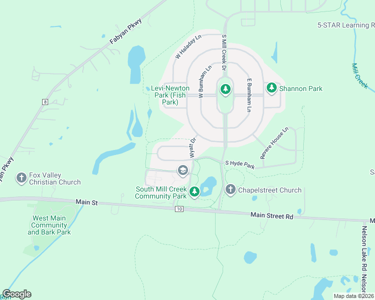 map of restaurants, bars, coffee shops, grocery stores, and more near 39W473 North Hyde Park in Geneva