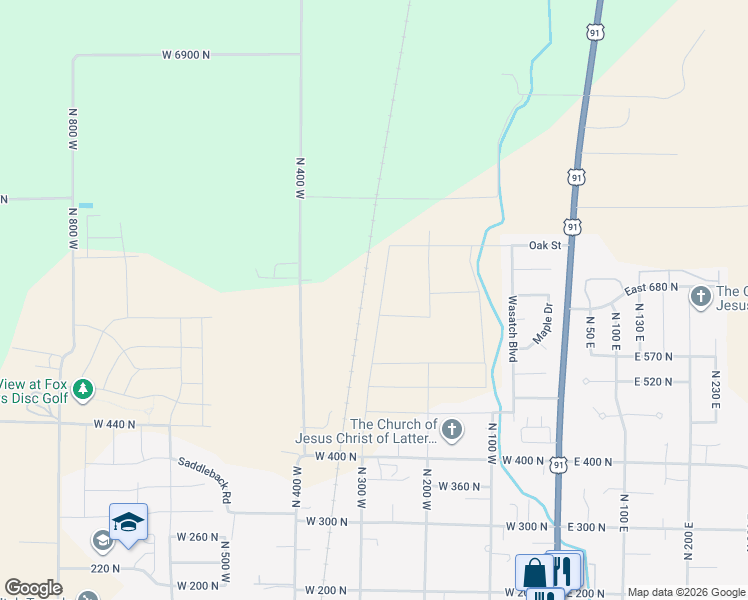 map of restaurants, bars, coffee shops, grocery stores, and more near 639 North 300 West in Smithfield
