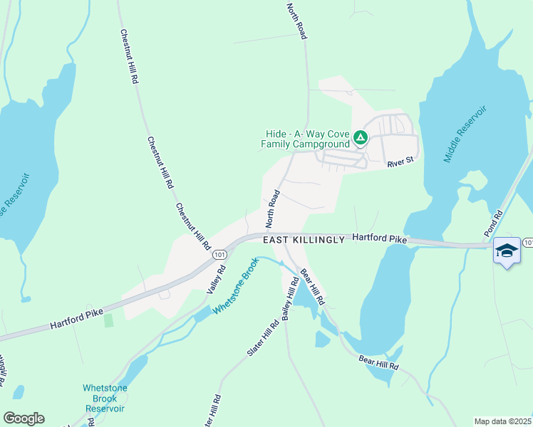 map of restaurants, bars, coffee shops, grocery stores, and more near 1015 North Road in Killingly