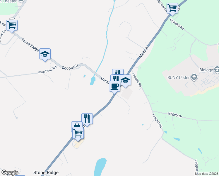 map of restaurants, bars, coffee shops, grocery stores, and more near 3415 Cooper Street in Stone Ridge