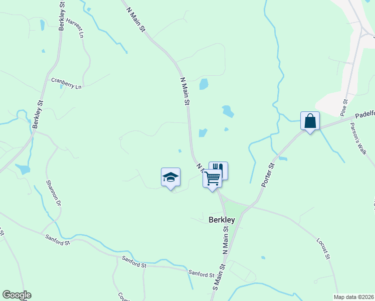 map of restaurants, bars, coffee shops, grocery stores, and more near 31 North Main Street in Berkley