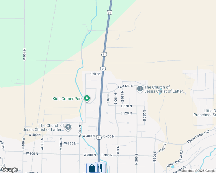 map of restaurants, bars, coffee shops, grocery stores, and more near 101 East 630 North in Smithfield
