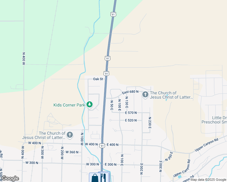 map of restaurants, bars, coffee shops, grocery stores, and more near 101 East 630 North in Smithfield