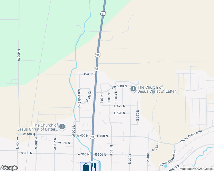 map of restaurants, bars, coffee shops, grocery stores, and more near 101 East 630 North in Smithfield
