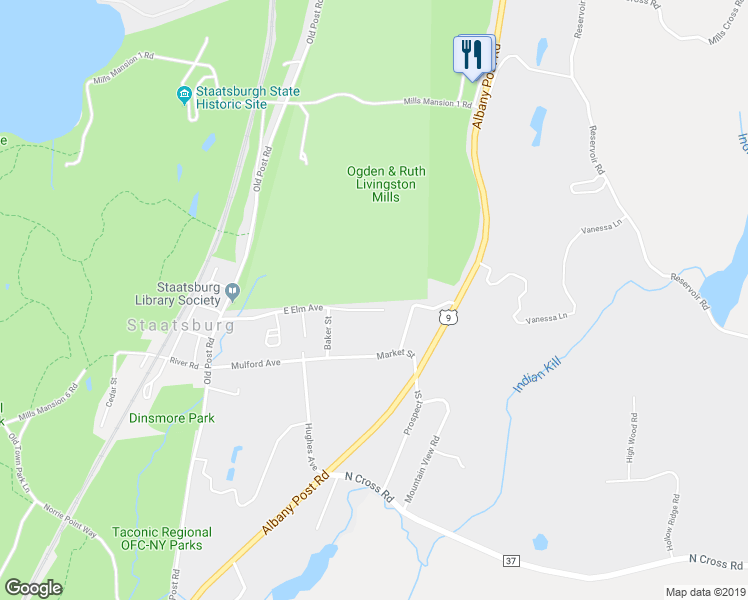 map of restaurants, bars, coffee shops, grocery stores, and more near 35 West Elm Avenue in Staatsburg