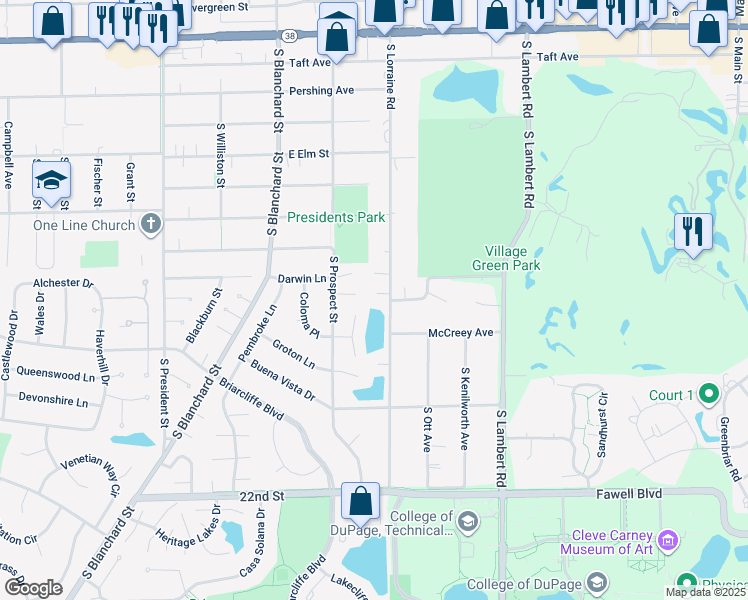map of restaurants, bars, coffee shops, grocery stores, and more near 1728 Eaton Court in Wheaton