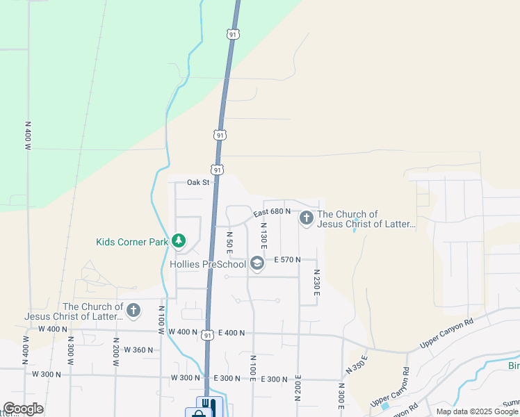 map of restaurants, bars, coffee shops, grocery stores, and more near 687 North 130 East in Smithfield