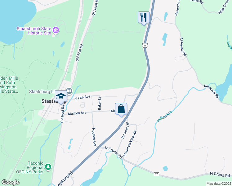 map of restaurants, bars, coffee shops, grocery stores, and more near 35 West Elm Avenue in Staatsburg