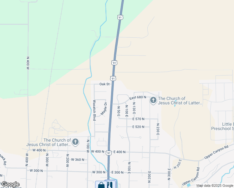 map of restaurants, bars, coffee shops, grocery stores, and more near 101 East 630 North in Smithfield