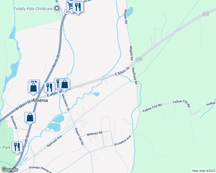 map of restaurants, bars, coffee shops, grocery stores, and more near 3404 New York 343 in Amenia