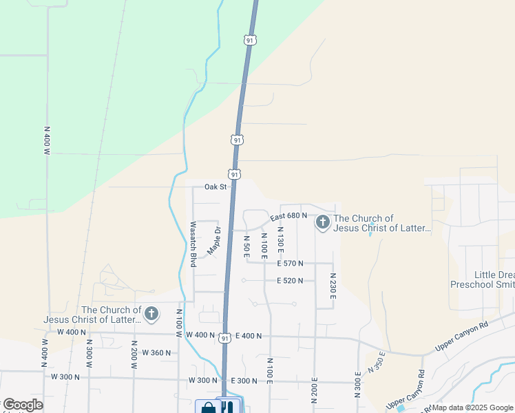 map of restaurants, bars, coffee shops, grocery stores, and more near 101 East 630 North in Smithfield