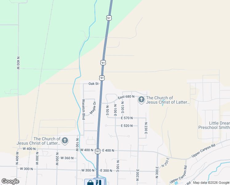 map of restaurants, bars, coffee shops, grocery stores, and more near 101 East 630 North in Smithfield