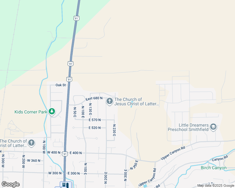 map of restaurants, bars, coffee shops, grocery stores, and more near 698 North 240 East in Smithfield