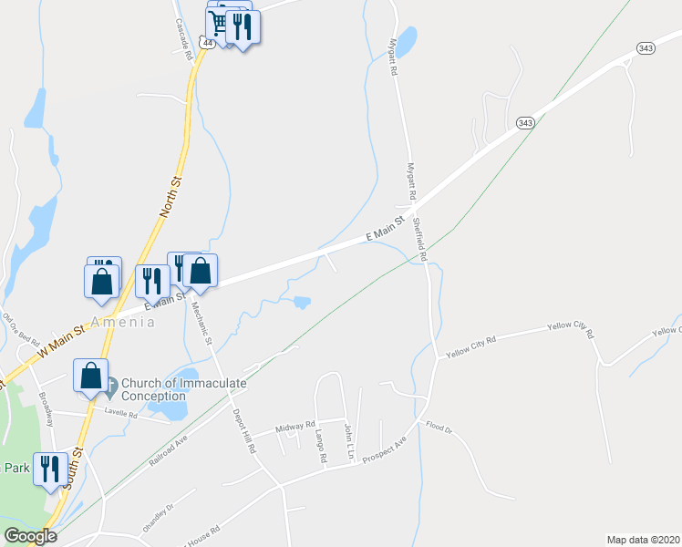 map of restaurants, bars, coffee shops, grocery stores, and more near 3404 New York 343 in Amenia
