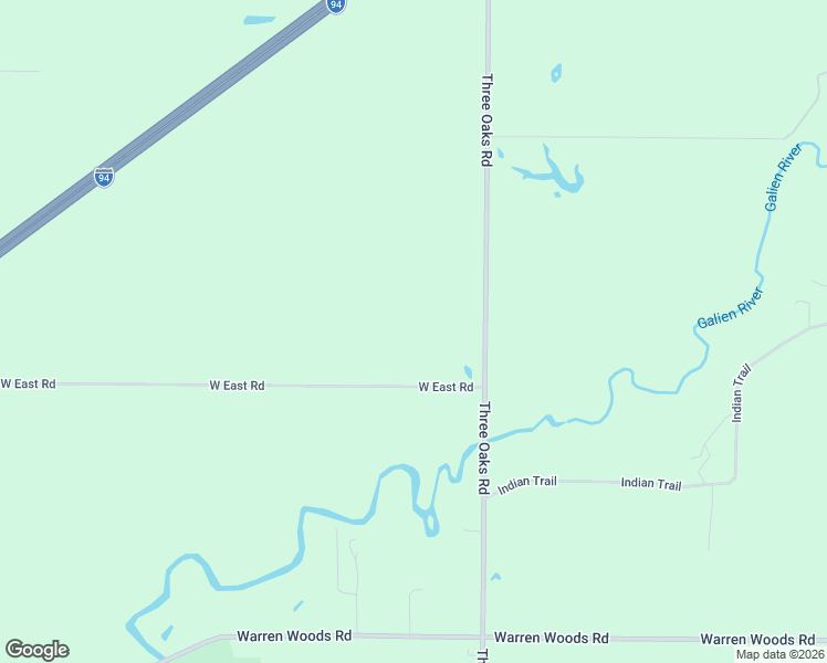 map of restaurants, bars, coffee shops, grocery stores, and more near 6629 West East Road in Three Oaks