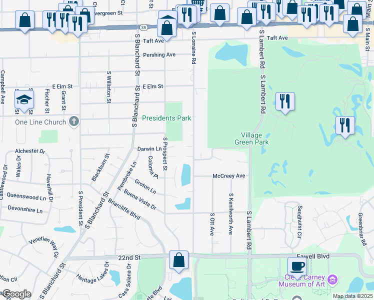 map of restaurants, bars, coffee shops, grocery stores, and more near 1771 Warwick Court in Wheaton