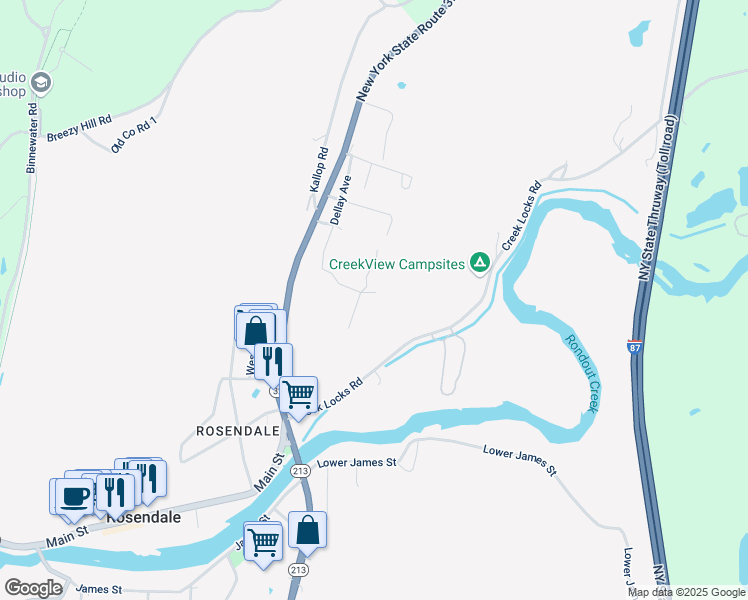 map of restaurants, bars, coffee shops, grocery stores, and more near 20 Fischer Avenue in Rosendale