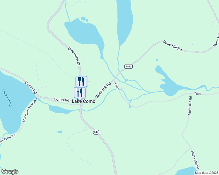 map of restaurants, bars, coffee shops, grocery stores, and more near 52 Rose Hill Road in Lake Como