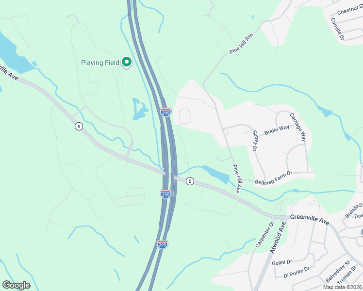 map of restaurants, bars, coffee shops, grocery stores, and more near 21 Pine Hill Avenue in Johnston