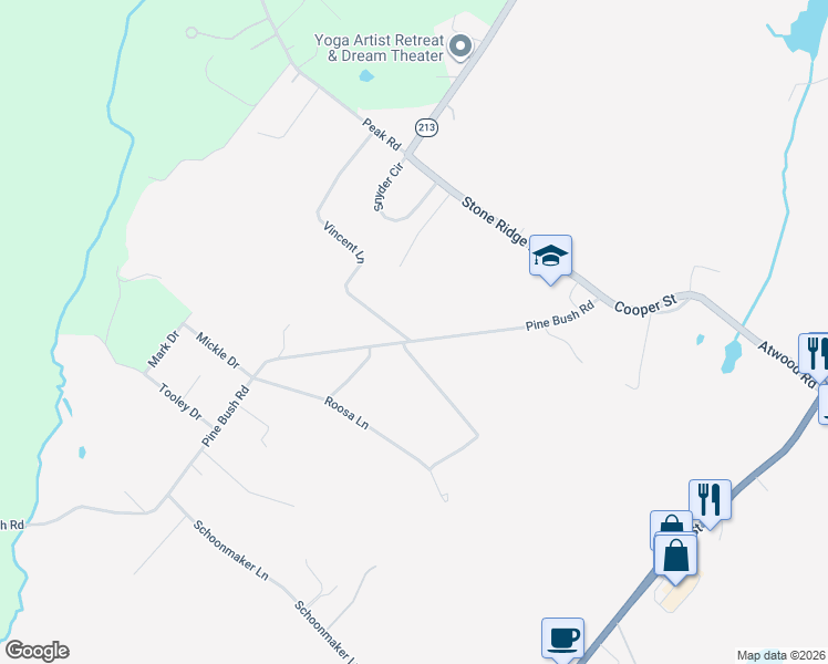 map of restaurants, bars, coffee shops, grocery stores, and more near 92 Pine Bush Road in Stone Ridge