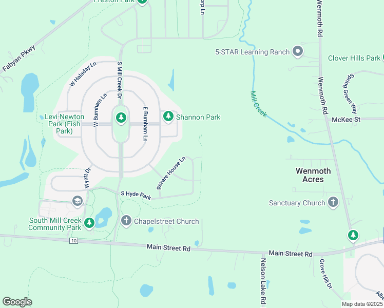 map of restaurants, bars, coffee shops, grocery stores, and more near 39W006 Revere House Lane in Geneva