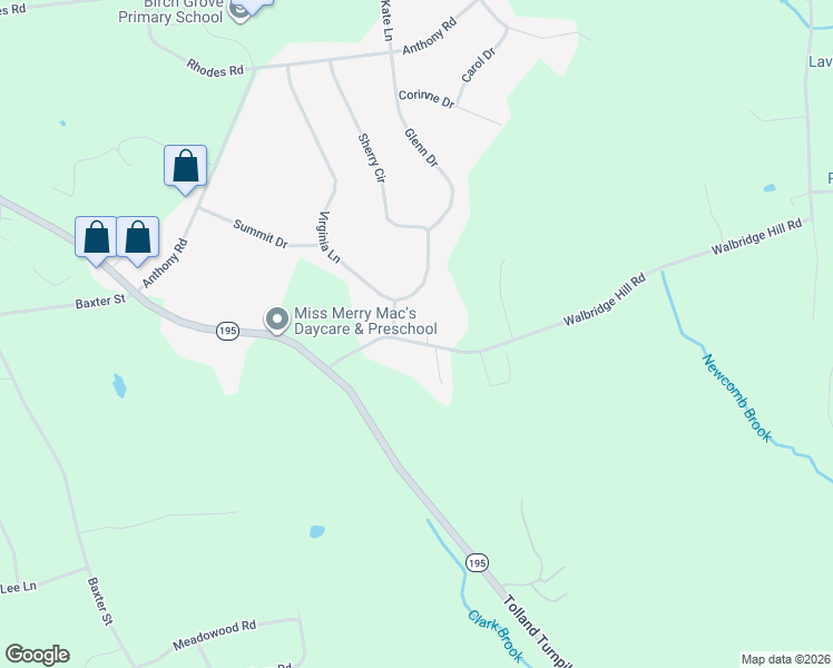 map of restaurants, bars, coffee shops, grocery stores, and more near 43 Walbridge Hill Road in Tolland