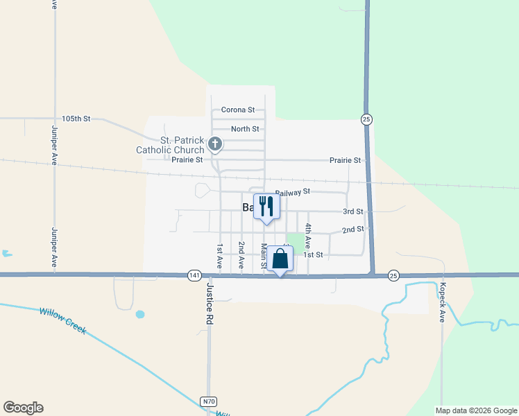 map of restaurants, bars, coffee shops, grocery stores, and more near in Bayard