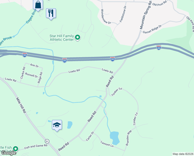 map of restaurants, bars, coffee shops, grocery stores, and more near 153 Reed Road in Tolland