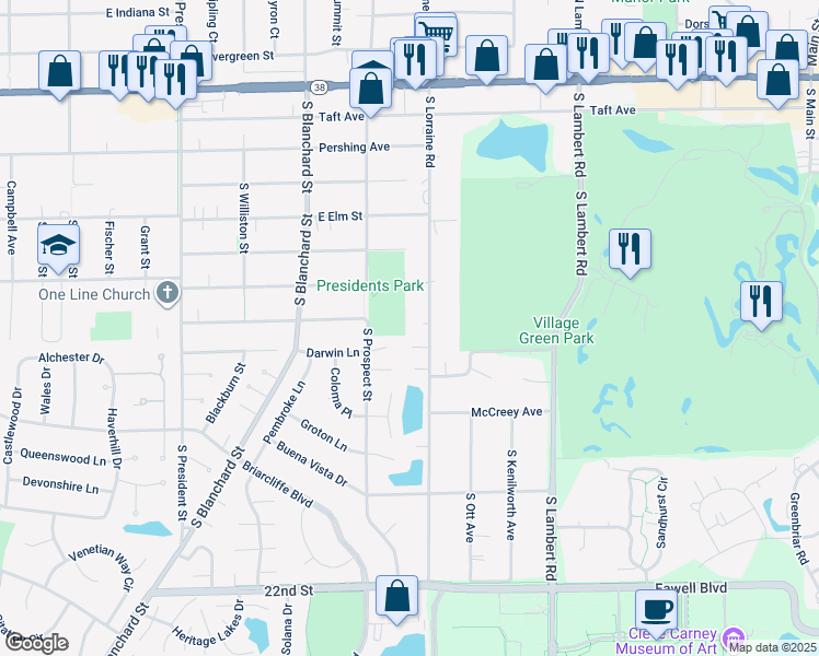 map of restaurants, bars, coffee shops, grocery stores, and more near 1771 Warwick Court in Wheaton