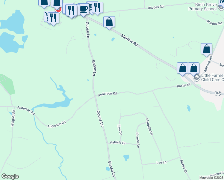 map of restaurants, bars, coffee shops, grocery stores, and more near 60 Anderson Road in Tolland