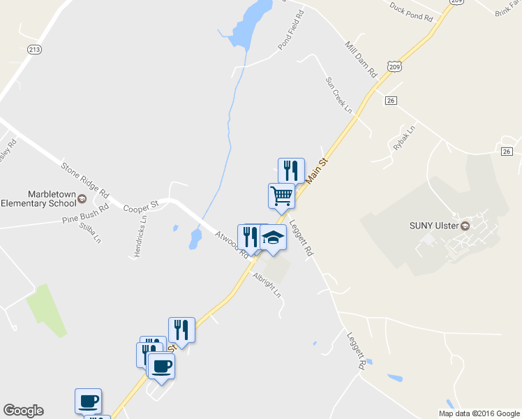 map of restaurants, bars, coffee shops, grocery stores, and more near 3588 Main Street in Stone Ridge