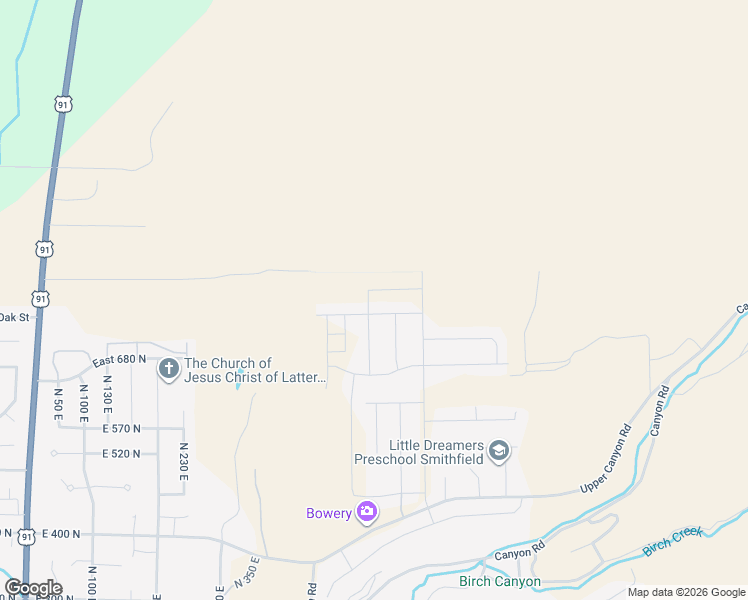 map of restaurants, bars, coffee shops, grocery stores, and more near 766 North 540 East in Smithfield