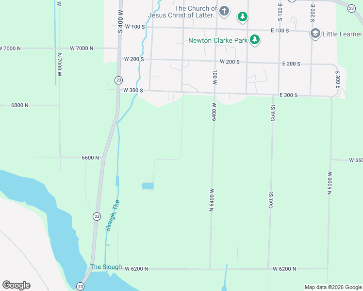 map of restaurants, bars, coffee shops, grocery stores, and more near North 6500 West in Newton