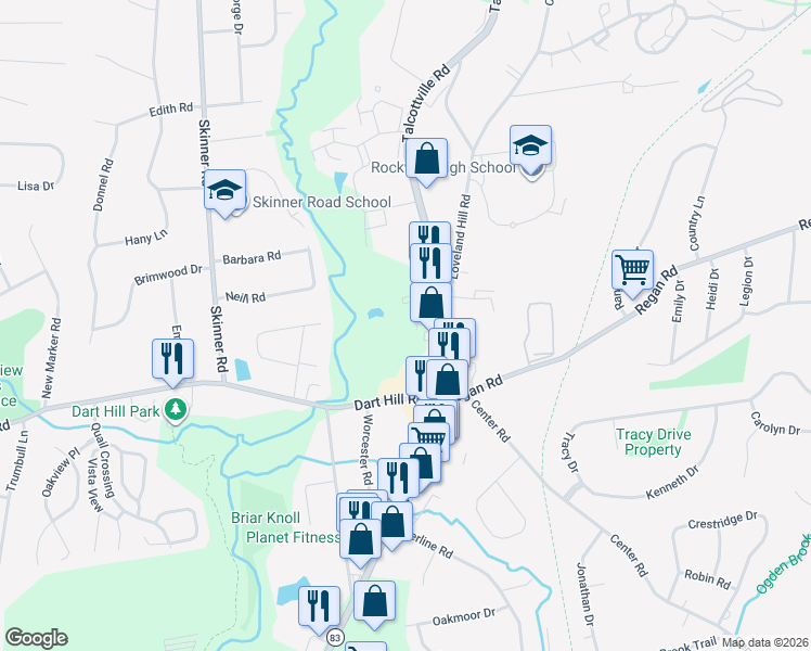 map of restaurants, bars, coffee shops, grocery stores, and more near 565 Talcottville Road in Vernon