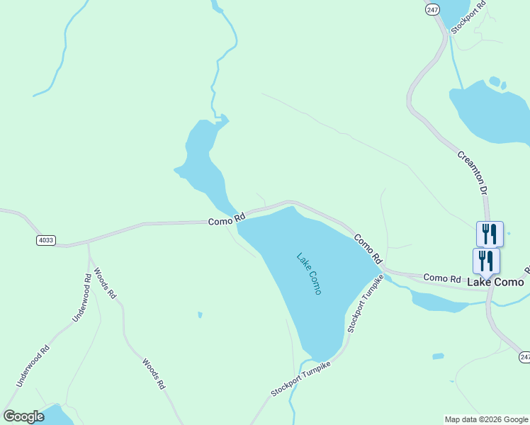 map of restaurants, bars, coffee shops, grocery stores, and more near 259 Como Road in Lake Como