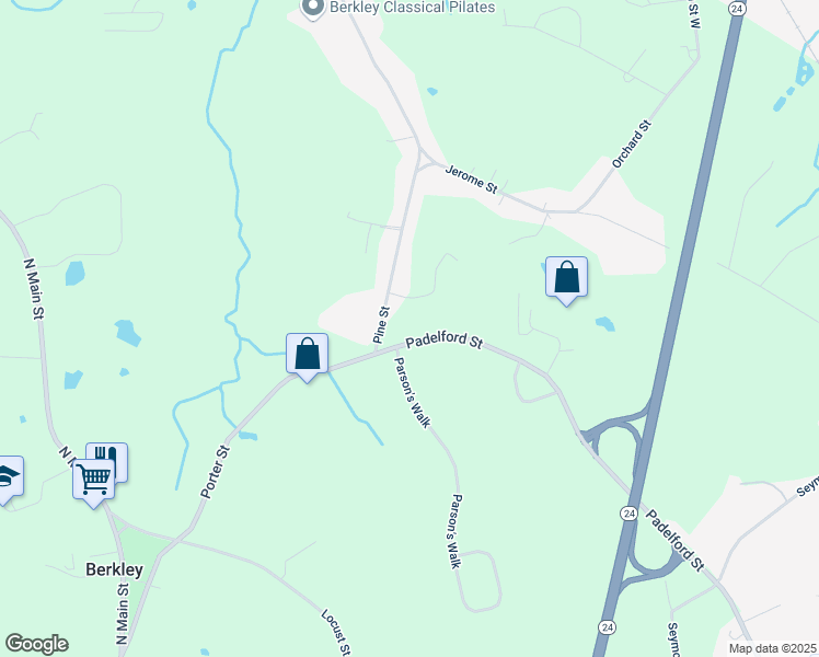 map of restaurants, bars, coffee shops, grocery stores, and more near 6 Padelford Street in Berkley