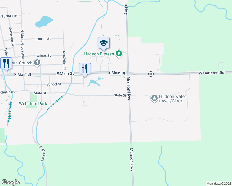 map of restaurants, bars, coffee shops, grocery stores, and more near 560 State Street in Hudson