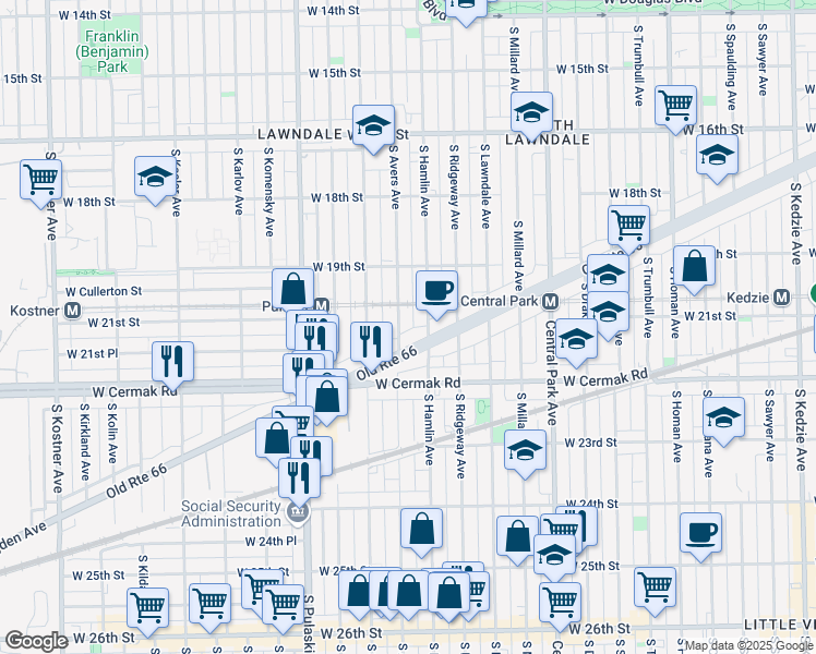 map of restaurants, bars, coffee shops, grocery stores, and more near in Chicago