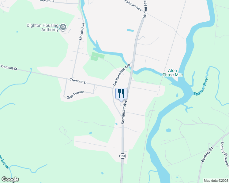 map of restaurants, bars, coffee shops, grocery stores, and more near 519 Old Somerset Avenue in Dighton