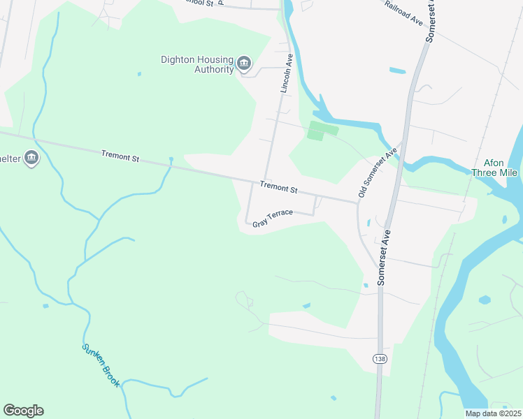 map of restaurants, bars, coffee shops, grocery stores, and more near 410 Gray Terrace in Dighton