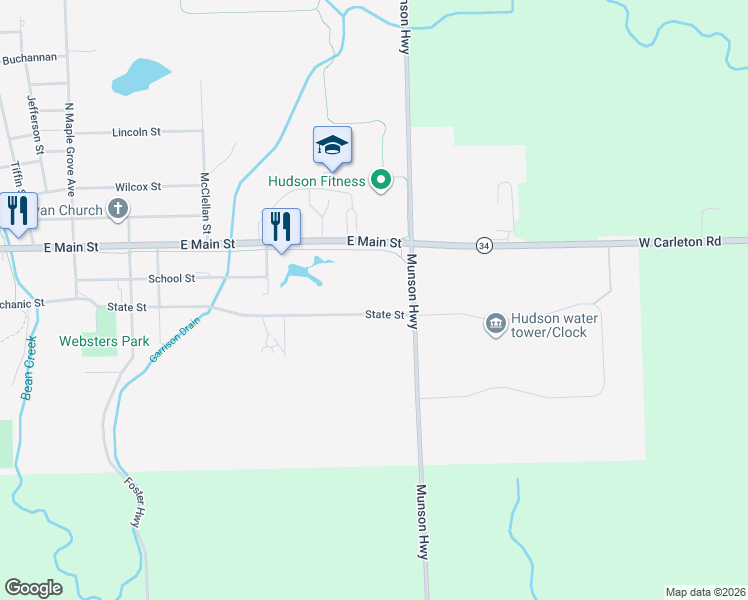 map of restaurants, bars, coffee shops, grocery stores, and more near 560 State Street in Hudson
