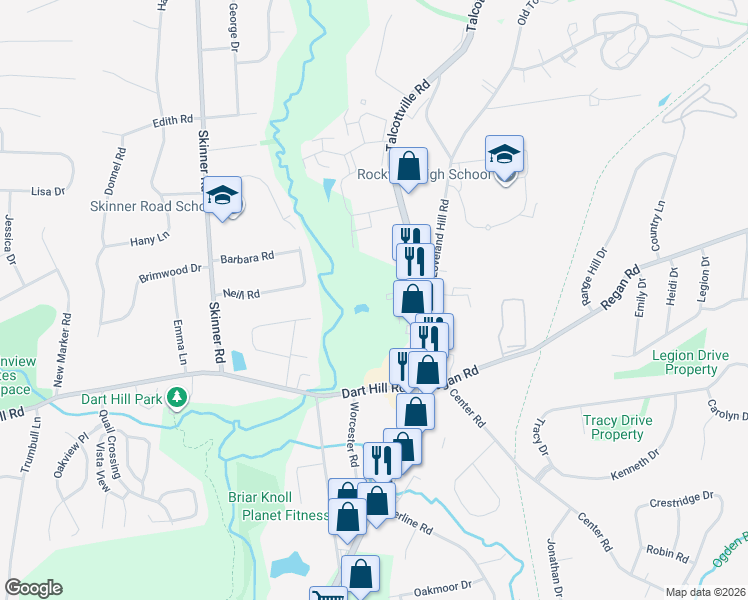 map of restaurants, bars, coffee shops, grocery stores, and more near 561 Talcottville Road in Vernon
