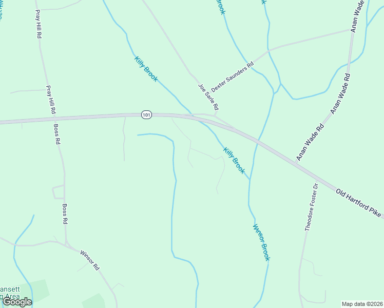 map of restaurants, bars, coffee shops, grocery stores, and more near 47B Hartford Pike in Foster