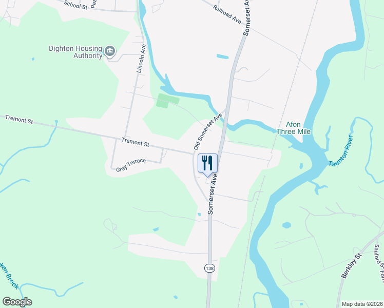 map of restaurants, bars, coffee shops, grocery stores, and more near 519 Old Somerset Avenue in Dighton