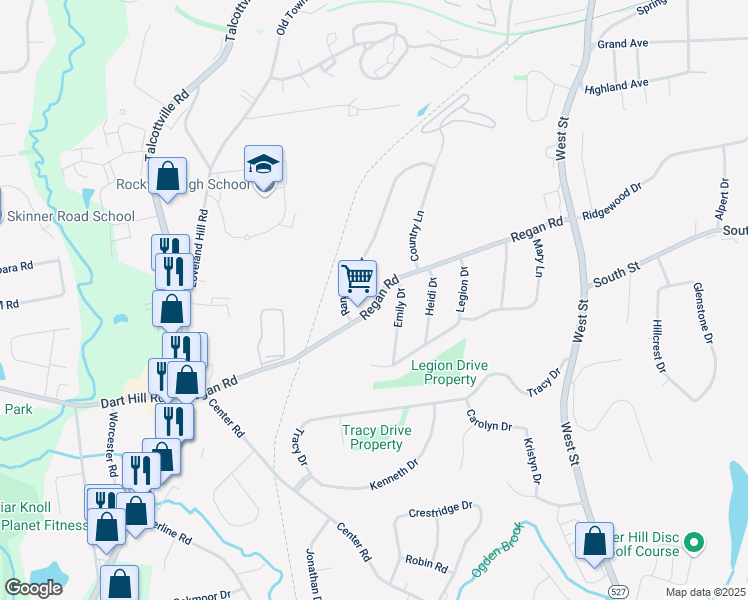 map of restaurants, bars, coffee shops, grocery stores, and more near 137 Regan Road in Vernon