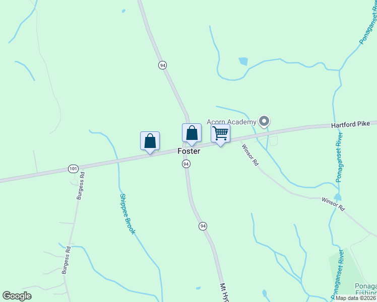 map of restaurants, bars, coffee shops, grocery stores, and more near in Foster