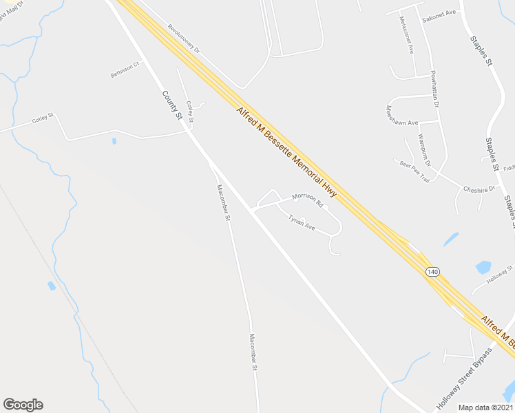 map of restaurants, bars, coffee shops, grocery stores, and more near 2106 County Road in Taunton