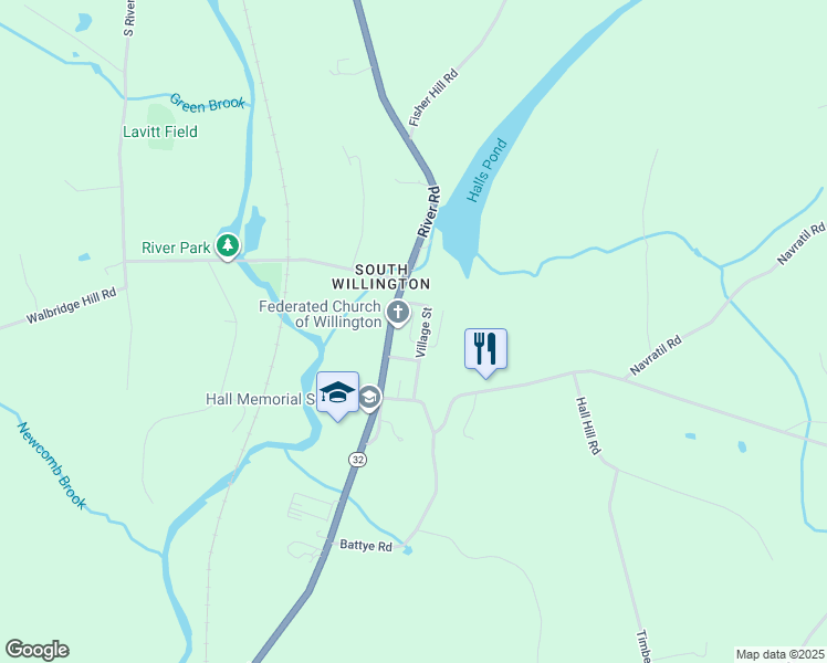 map of restaurants, bars, coffee shops, grocery stores, and more near 10C Village Street in Willington