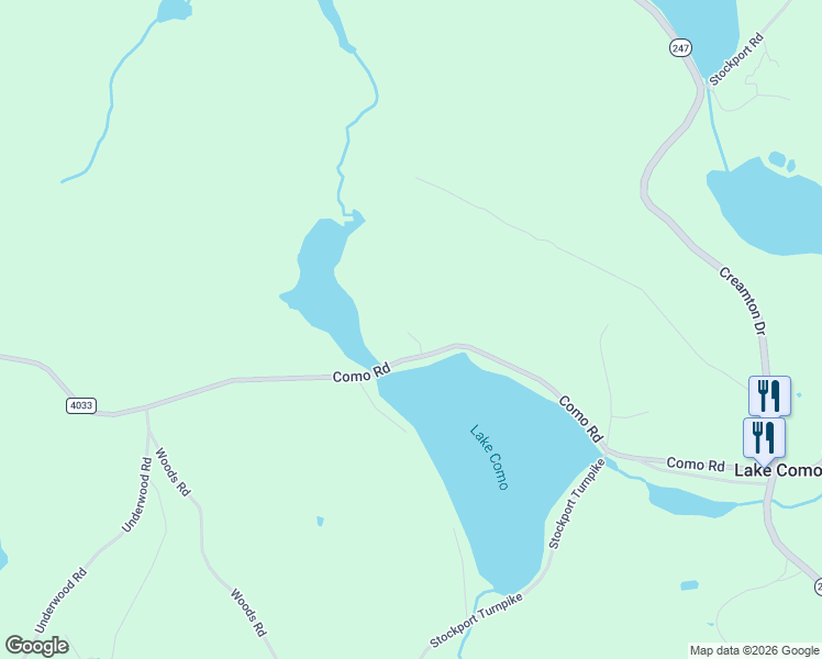 map of restaurants, bars, coffee shops, grocery stores, and more near 261 Como Road in Lake Como